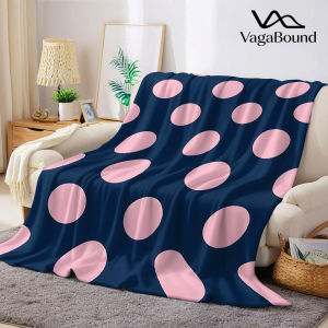 BILIBILI | navy pink polka dots Flannel Blanket Warm Soft Halloween Christmas Decorative Couch Warm Cozy All-Season Gift