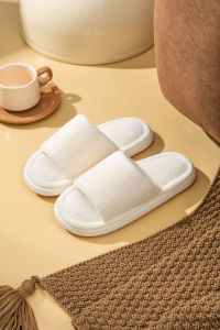 Japanese Style Pure Color Cotton Slippers Female Winter Couple Home Simple Fancy Eva Heattech Mute Floor Fluffy Shoes Male
