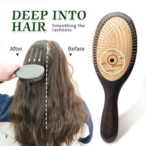 Steel Hair Brush Women Head Scalp Massage  Paddle Wood Hairbrush Metal Stainless Pin Styling Comb for Hair Curly Barber Combs