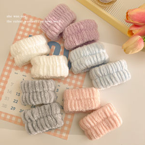 MichuGo Simple Plush Face Wash Handband for Women Waterproof until Elbows Towel Hand Wrist Cover Moisture Absorbent Hair Accessory