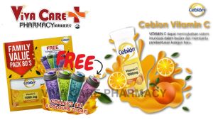Cebion Effervescent Vitamin C 1000mg | Family Value Pack 8tubes x 10s FREE Double Wall Travel Bottle