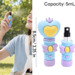 Refillable Heart Shaped Wand Spray Bottle Mini Makeup Cute Travel Essential Dispenser 5ml Portable