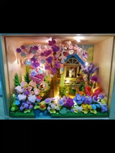 Nano Lego Bunga Box Akrilik Mini Mainan Bricks Blok Flower Bouquet Lampu Light Dekorasi Bunga Gift