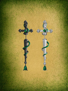 Harry Potter Themed Slytherin Snake 925 Silver Earrings Fashionable Sensation Studs Alloy Carved Cross Crown Roman Numeral