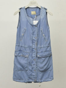 Tencel Denim Skirt ABLE JEANS Womens Sleeveless Bib Waist Slim round Neck Dress Casual Comfortable Soft Non-stretch Summer