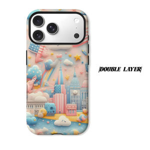 cute city cloud pastel Phone Case for iPhone 18 17 16 15 14 13 12 11 Air Pro Max Plus Double-layer Cover