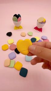 พัฟฟองน้ําแต่งหน้า ขนาดเล็ก แบบเปียก และแห้ง LOVE รูปหัวใจ