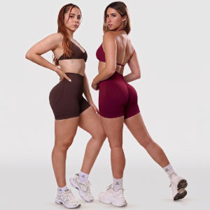 AURA SHARK Women 4.5" Seamless Yoga Shorts Scrunch Butt Biker Low Ribbed Band Gym Workout Fitness Running Booty Lift Squat Proof