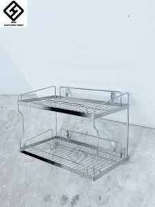 Kệ treo 2 tầng INOX đặc cao cấp 100% (đủ size) có sóng đĩa kệ bếp đựng tô chén bát đĩa tiện lợi có móc treo