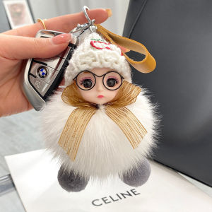 ตุ๊กตาขนปุยสุนัขจิ้งจอกน่ารักพวงกุญแจรถตุ๊กตาที่ห้อยสไตล์เกาหลี INS กระเป๋าหนังสือที่นิยมในโลกออนไลน์เครื่องประดับห้อยกระเป๋าของขวัญ