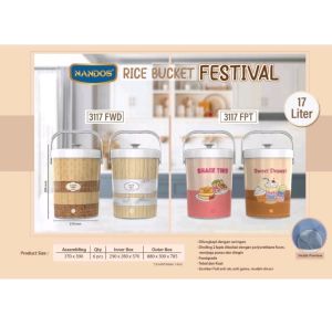 Rice Bucket OVAL Nandos 12 Liter Printing foil 3D Anti gores 3212/3117 kotak bekal makanan