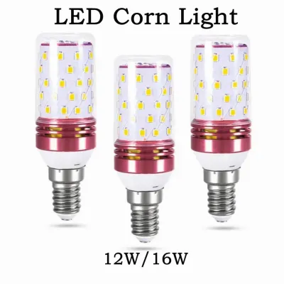 AC 85V-265V LED Corn Bulb Tri-color Light 16/12W E14 Chandelier Candle Light E27 Lamp SMD 2835 Warm White 3000K Cool White 6500K