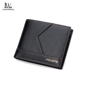 LouisWill กระเป๋าสตางค์ผู้ชายกระเป๋าสตางค์แบบพับกระเป๋าสตางค์ใบสั้นผู้ชายกระเป๋าสตางค์ธุรกิจกระเป๋าสตางค์ PU นุ่มกระเป๋าซิปเหรียญตำแหน่งบัตรหลายใบ ID เครดิตกระเป๋าเดินทางสีทึบผู้ที่ใส่บัตร