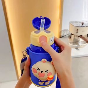 2in1 Botol Minum Anak Stainless 500ml Karakter Boneka Pencet bisa Bunyi Termos Tahan Panas Dingin