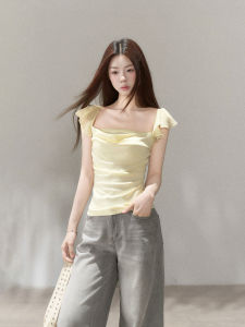 YIKEXIAOYEMEI | Áo Thun Ôm Body Cổ Vuông Đa Năng