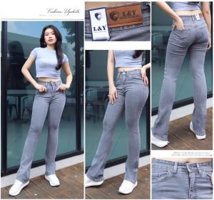 Nuriel Shop - HW Cutbray Abu - L&Y Jeans - Celana Highwaist Wanita - Nuriel Jeans - Celana Jeans Wanita Terbaru - Pakaian Wanita - Celana Jeans Highwaist