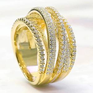 Huitan Luxury Women Ring Multi Cross Design Fashion Accessories for Wedding Inlaid Sparkling CZ Versatile Party Chic Jewelry