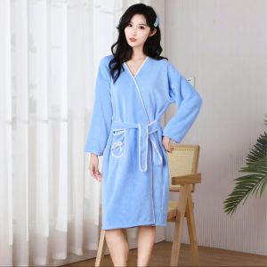 Long Sleeve Thickened Soft Cotton Bathrobe Leisure Home Use Student Bath Towel Post Bath Kimono for Men And Women Universal