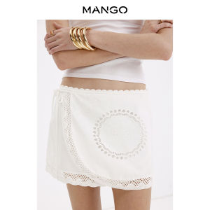 Mango | Lace Embroidery Cotton A-line Skirt