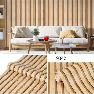 Self-adhesive Simulated Wood Striped Wallpaper for Bathroom & Living Room Decor Wall Sticker Wallcovering Wall Panels