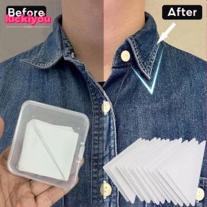 20/30pcs Universal Shirt Collar Sticker Self Adhesive PVC Transparent Invisible Anti-roll Patches Uniform Collars Fixed Pads Artifact
