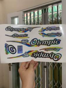 Bộ tem xe đạp OLYMPIC chữ màu trắng hàng nhập Thái Lan chất lượng cao dành trang trí cho tất cả các loại xe đạp tem in lụa màu sắc rất đẹp và bền giá bán cực tốt bán lẻ như bán sỉ