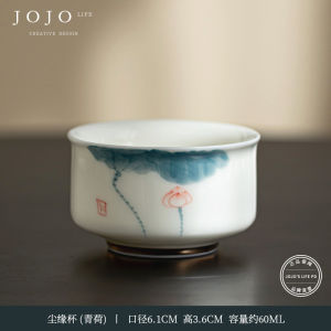 Hand-Painted Ceramic Tea Cup Gongfu Tea Set Jojos L.P.D Purple Spring Valley Handmade Artisanal Tea Drinking Cup