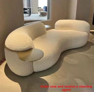 MUHUASHA | Creative Minimalist Pea-shaped Sofa Small Spaces Lamb Plush Fabric