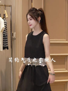 Zhang Yuan Yi Womens Sequin Patchwork Design Vest Summer 2024 Elegant High-End Feel Fashionable Versatile Style Regular Length