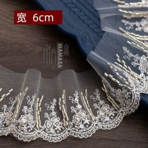 High-End Shiny Bead Tube Sequin Gauze Lace Lace DIY Handmade Wedding Accessories Clothing Fabric Decoration