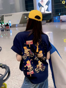 Trendy American Style Cotton Printed round Neck Short Sleeve Loose Top Womens Spring New Casual Comfortable Breathable T-Shirt