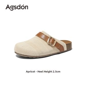 Agsdon | Autumn New Thick Sole Breathable Woven Slip-On Closed Toe Half Slippers Women
