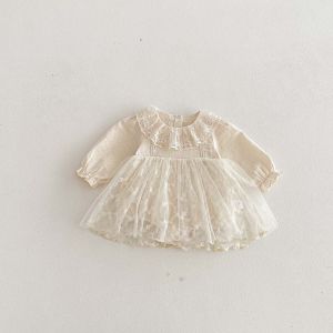 Spring Baby Girl Lace Doll Collar Long Sleeve Dress Cute and Comfortable Embroidered Dress for Baby Girls Very Suitable for Outdoor Activities