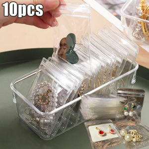 10pcs Transparent Plastic Jewelry Organozer Bags Waterproof Small Bags for Jewelry Earring Pouch Travel Storage Bags Resealable Zip Lock Bags