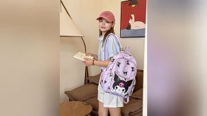 BEEJOY 43CM School Bag Kids Girl Primary School Backpack Cute Kuromi Children Girls Bag Beg Darjah Satu Budak Perempuan Beg Tadika Kindergarten Bag Travel Bag Tuition Bag Korean Style Big Capacity Baby Girl Shoulder Bag