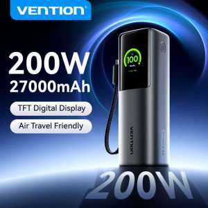 Vention 200W 27000mAh Laptop Powerbank 165W 20000mAh Fast Charging Power Bank with TFT Display 3 Port for Laptop MacBook iPhone 16 15 14 13 pro max Samsung S25 S24 Power Station
