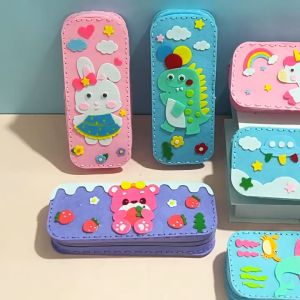 DIY Cartoon Stationery Box Eco-Friendly Cartoon Pencil Box Making Kit for Kids Learn To Sew Educational Craft with Pre-Cut Felt Shapes Parent-Child Activity Birthday Gift Idea Ages 5+