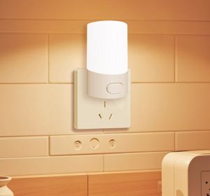 Cute Mini LED Night Lamp Kids Night Light Push Button Switch Bedside Soft Baby Night Lamp Wall Socket Lamp EU/US Plug Decoration