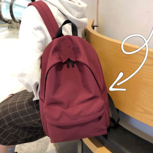 Light Kawaii Vintage Style Solid Color Waterproof Nylon Backpack for High School and College