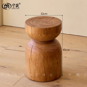 Rustic Wood Tea Table Hotel Bed And Breakfast Wooden Stool Root Carving Coffee Table Living Room Side Table round Chair