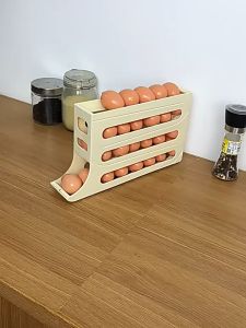 ชั้นวางไข่ในตู้เย็น กล่องเก็บไข่ 4 ชั้น ใส่ไข่ได้ 30 ฟอง วางซ้อนกันได้ อุปกรณ์จัดเก็บ ใช้งานง่าย ไข่ไม่ติดกัน