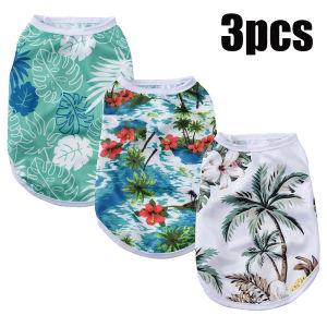 3pcs Dog Clothes For Small Medium Dogs Cat Hawaii Style Cool Breathable Pet Vest Thin Puppy T-shirt Beach Seaside Outfits Yorkie