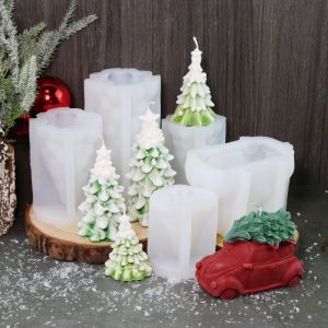 Beautiful Christmas Tree Silicone Candle Mold 3D Car Mounted Christmas Tree Soap Mold for Scented Candle Soap Making DIY Mold
