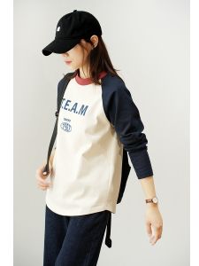 Womens Long Sleeve T-Shirt Shoulder Insert Sweatshirt Pure Cotton Spring Autumn Style E-Commerce Casual Cotton Blend