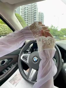 Summer Long Sleeves Women Lace Cycling Driving Arm Warmers Uv Protection Loose Cool Hand Sleeves Fashion Fingerless Gloves