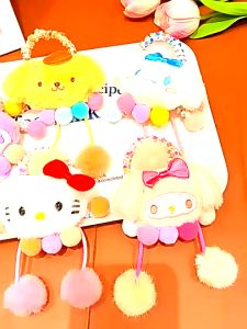 Sanrio Kuromi Headband Hair Accessories Princess Cosplay Cartoon Plush Hair Rope Headwear Hair Clip Halloween Costume Birthday Party Child Gift