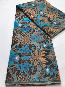 Brown African Brocade Jacquard Fabric Damask Material Nigerian Gilding Lace Brocard Tissu 5 Yard Dentelle Africaine S4397