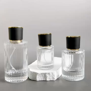 Vỏ rỗng Chai chiết nước hoa 30ml 50ml thuỷ tinh sọc hình trụ nắp đen dày dặn