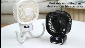 New 5000mAh Octopus Fan Rechargeable 270° Oscillating Fan Portable Air Cooler with Night Light Portable Fan Air Conditioner