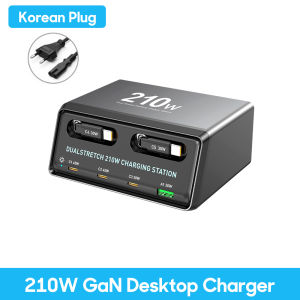 210W GaN Charger PD USB Type C PPS Fast Charging Station with Retractable Cable for iPhone 16 17 Samsung Mobile Phones Tablets